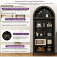 thumbnail image 5 of 73" Tall Arched Pantry Cabinet with Innovative Drawer, Kitchen Cabinet with Anti-Tipping Device and Glass Door, Versatile Cupboard for Kitchen, Dining, Black, 5 of 9