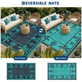 thumbnail image 5 of HIWEAVER Teal 9'x 12' Outdoor Rug Garden Decor Floral Bordered Carpet Plastic Straw Waterproof Reversible Patio Area Rug for Balcony Deck Picnic Portable Camping Mat, 5 of 8