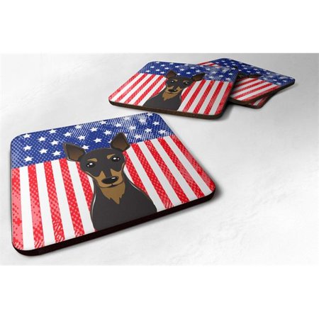 

American Flag & Miniature Pinscher Foam Coaster Set of 4