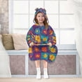 thumbnail image 7 of FORMRS Wearable Blanket Hoodie with Sleeves for Kids Cozy Flannel Sweatshirt, Colorful Checkered Daisy, 7 of 7