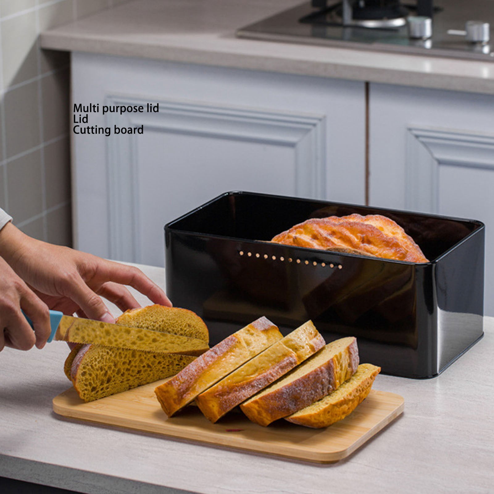 Natudeco Boîte à Pain Grande Capacité Conteneur à Pain Porte-pain En Métal Boîte De Rangement Pour Pain Garde-pain Pour Comptoir De Cuisine Stockage Rouge(rouge