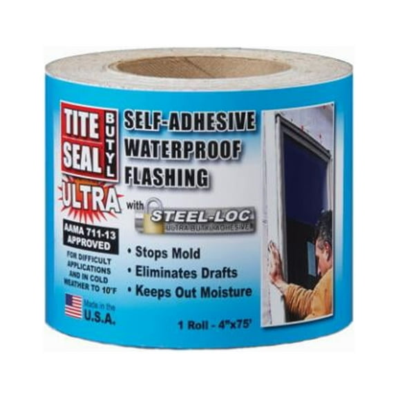 Tite Seal™ Butyl TSBULTRA475 Flashing, Self-Adhesive, Waterproof, White Butyl, 4-In. x 75-Ft. - Quantity 1