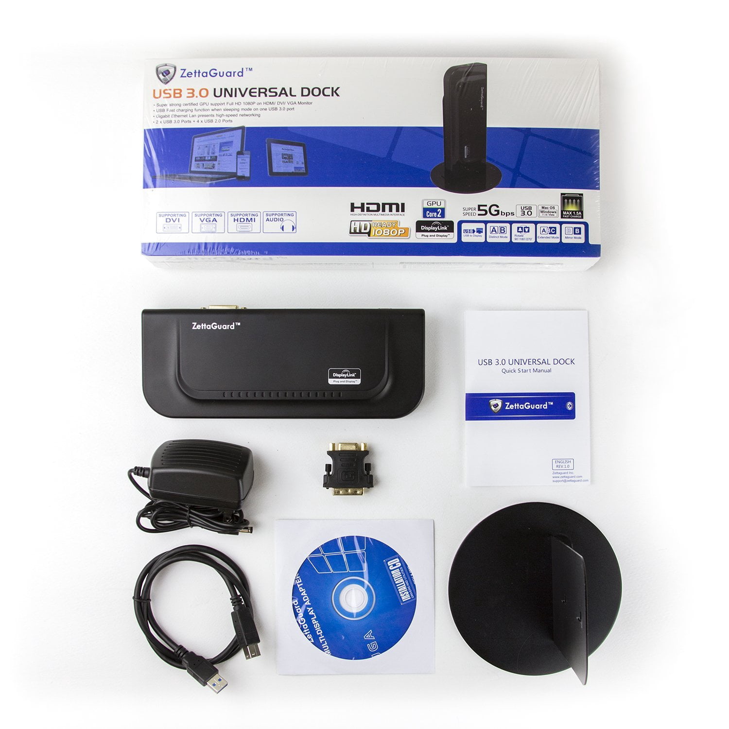 ZettaGuard ZDS-100 Multimedia Ultra Dual Video USB 3.0/2.0 Universal Docking Station (10129)