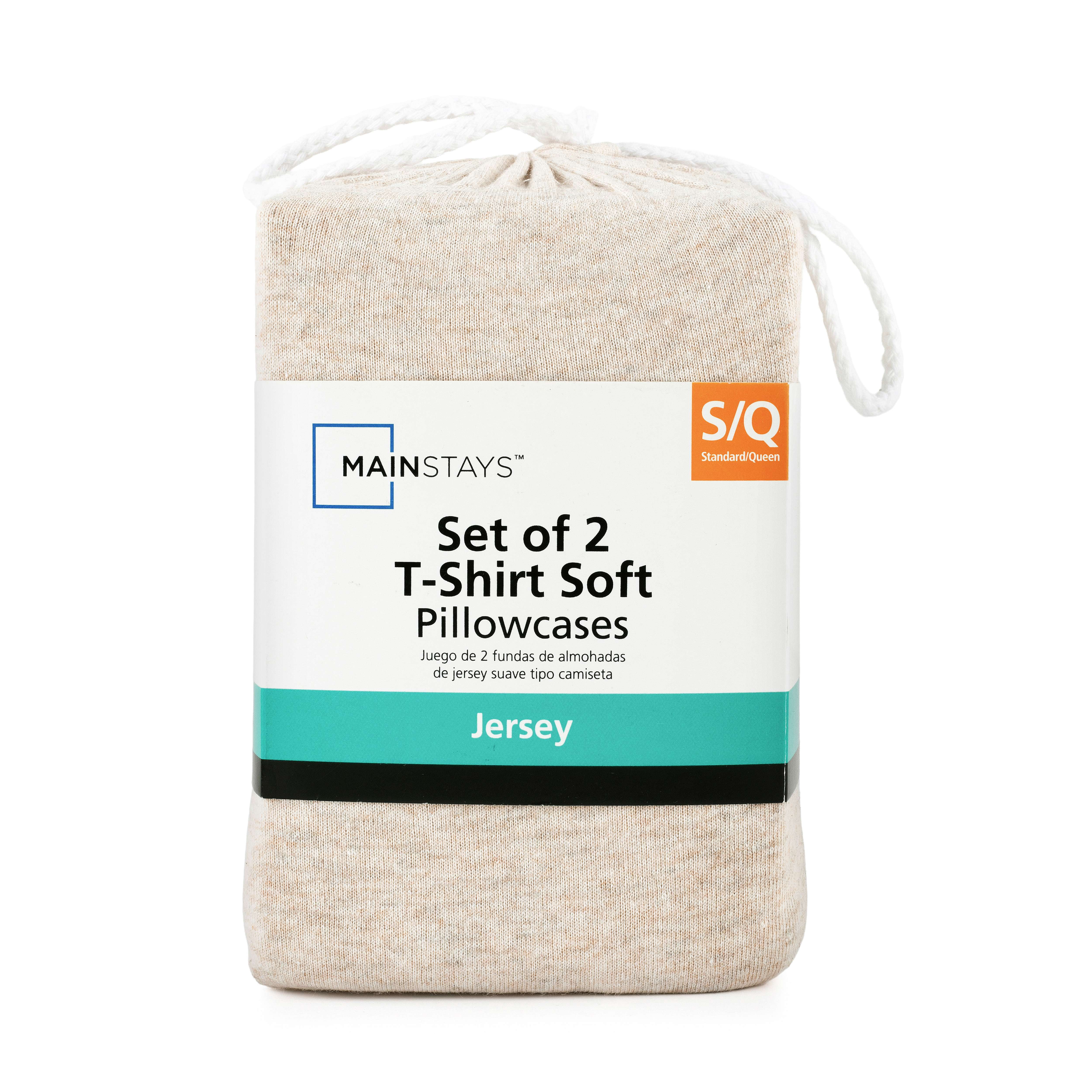 Mainstays Extra Soft Jersey Pillowcase Set, Standard/Queen, Oatmeal, 2 Pieces
