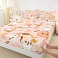 thumbnail image 4 of Manfei Cartoon Ghost Pumpkin Bed Sheets 4-Piece, Happy Halloween Flying Bats Full Size Sheets, Light Pink White,1 Fitted Sheet, 1 Flat Sheet and 2 Pillowcases, 4 of 5