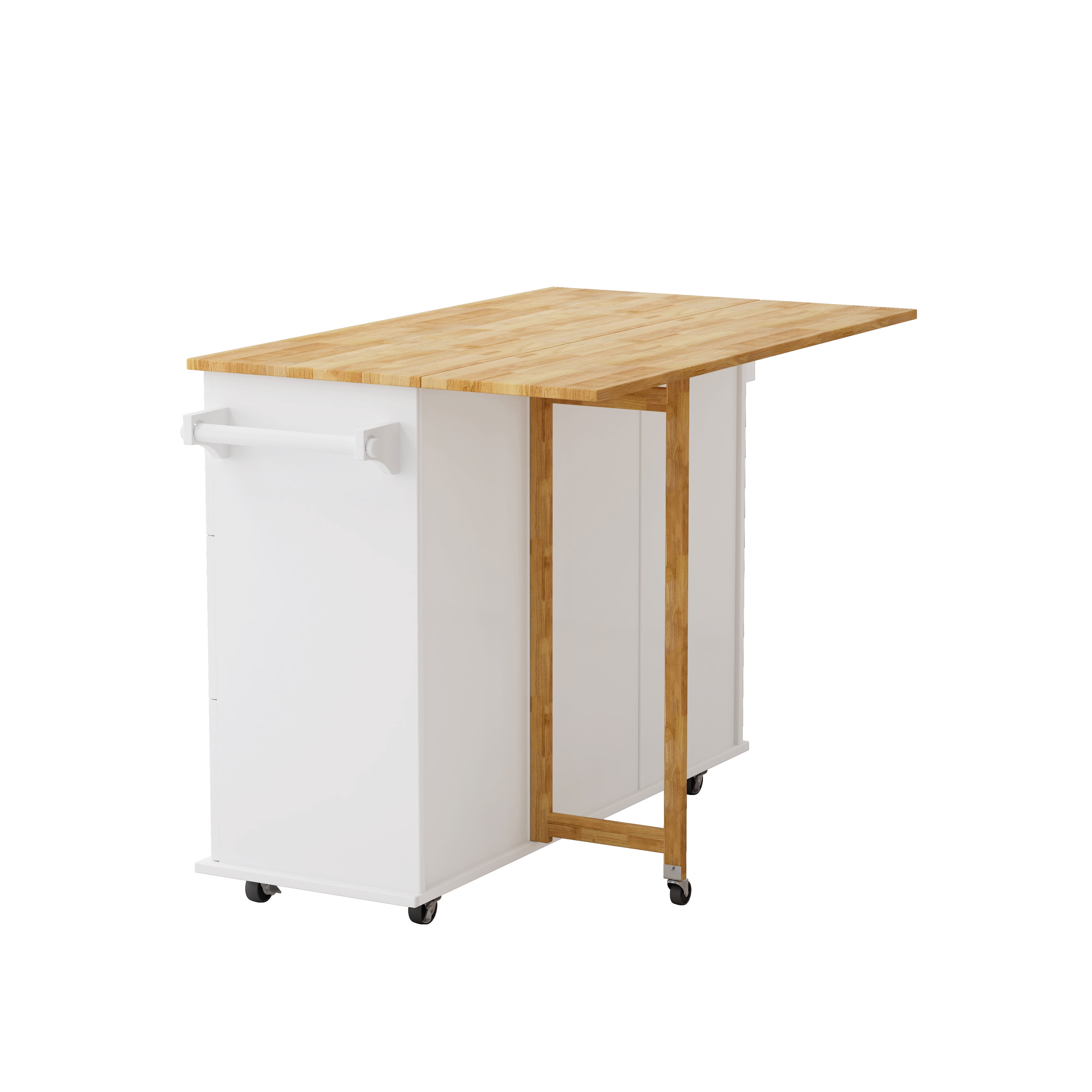 Kitchen Island Cart with 2 Door Cabinet and Three Drawers, 43.31 Inch Width with Spice Rack, Towel Rack
