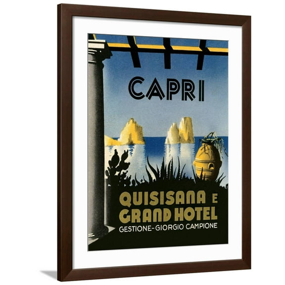 Art.com Capri Travel Poster Art Print, Brown Frame Wall Art, 32" x 40"