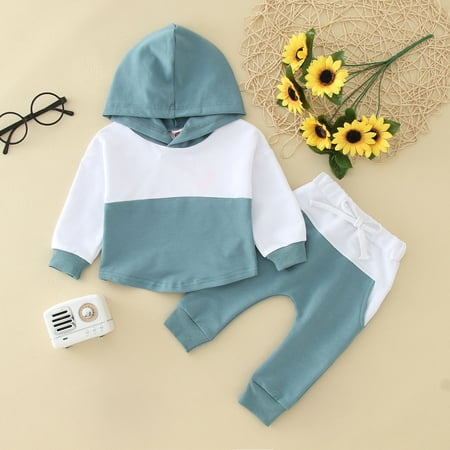 

Cathalem 5 Month Old Outfits Toddler Boys Winter Long Sleeve Patchwork Colour Hoodie Tops Pants 2PCS Baby Organic Clothes Boy Childrenscostume B 18-24 Months