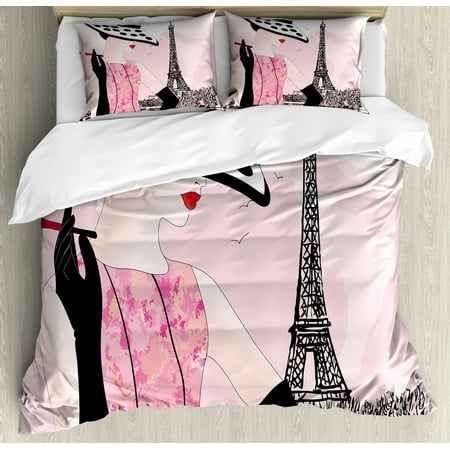 Teen Room Duvet Cover Set Sexy Woman With Hat Smoking In Front Of