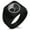 Black, variant on Stainless Steel Yin Yang Ginkgo Leaves Kamon Crest Geometric Pattern Biker Style Polished Ring