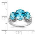 thumbnail image 5 of 925 Sterling Silver Rhodium Oval Checker-Cut Blue Topaz and Diamond Ring Size 9, 5 of 5