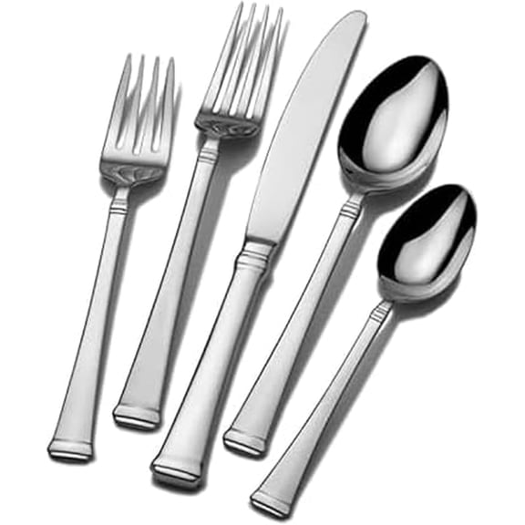 65-Piece Flatware Set for 12, 18/10 Stainless Steel Silverware with Forks, Knives, Spoons, and Serving Utensils, Elegant Design