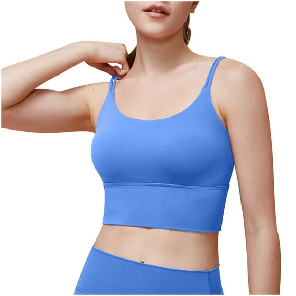ATOYSOY Women's Seamless Tank Tops Sports Bra Everyday Bra Camisoles Comfort Bra Underwear Breathable Push Up Yoga Running Activewear Thin Lightly Wireless Blue L