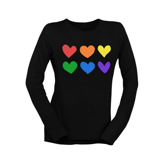Colorful Hearts Pride Design Tee Long Sleeve Women's