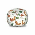 thumbnail image 1 of Forest Storage Toy Bag Chair, Little Foxes Squirrel Turtles Bush Flowers Wild Life Garden Plants Print, Stuffed Animal Organizer Washable Bag, Large Size, Fern Green Rust Amber, by Ambesonne, 1 of 3