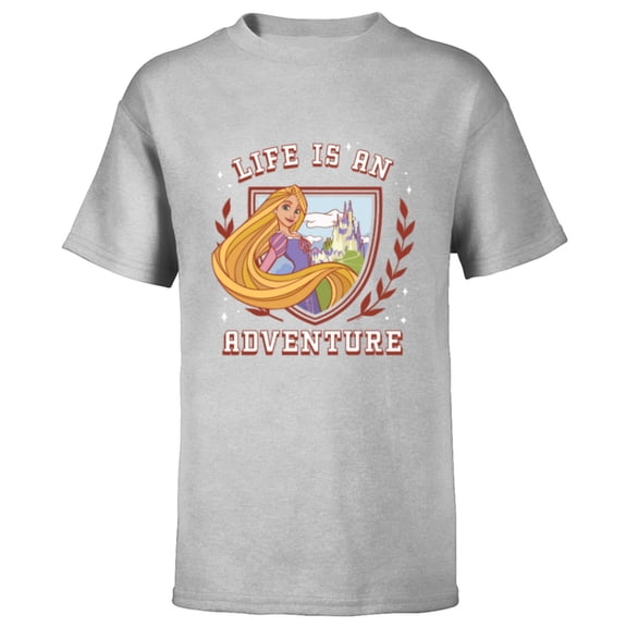 Disney Princess Rapunzel Tangled Life is an Adventure Crest - Short Sleeve T-Shirt for Kids - Customized-Athletic Heather