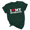 thumbnail image 7 of Fesfesfes T Shirt Pack I love my husband Womens Work Tops Girls Short Sleeve Out Blouse Valentine's Day Letter Print Gift Shirt T-Shirt Tops Womens Turtleneck Bodysuit 6(M), 7 of 7