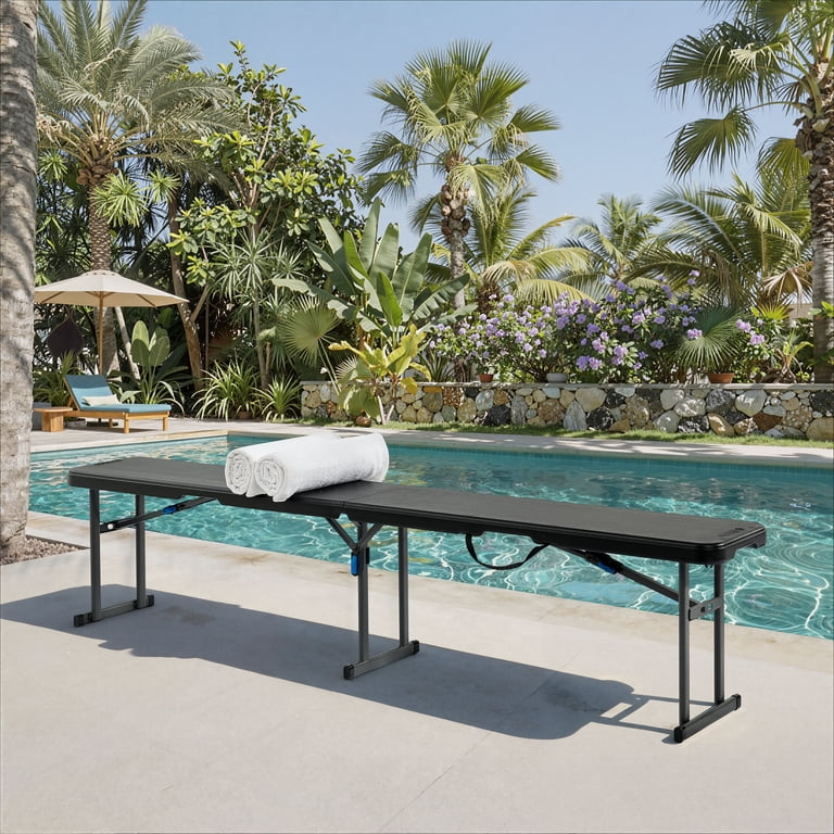 リクマ　アイアンシェルフ2set Mainstays 6 Foot Fold-in-Half Bench, Steel Frame, Indoor Outdoor