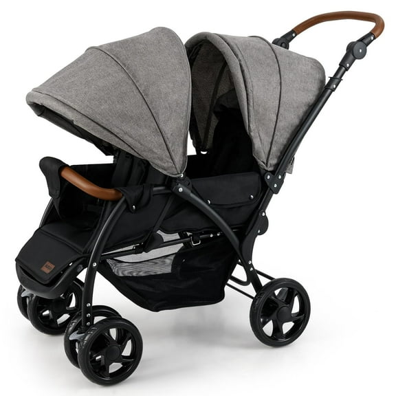 OLAKIDS Double Stroller, Foldable Baby Tandem Stroller with Djustable Backrest Canopy Footrest, 5-Point Harness, Storage Basket, Convertible Compact Lightweight Twin Stroller for Infants and Toddlers