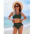 thumbnail image 4 of Womens High Waisted Bikini Sets Drawstring Tummy Control Swimsuits Crisscross Tie Back Bathing Suit, 4 of 11