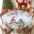 thumbnail image 5 of Round Fitted Tablecloths with Elastic Edge Christmas Gnome Eucalyptus Leaf Waterproof Table Cover for Kitchen Dining Party Decor,36" - 44", 5 of 9