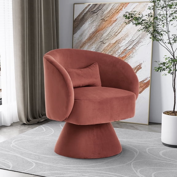 Rophefx 360-Degree Modern Velvet Swivel Accent Barrel Chair