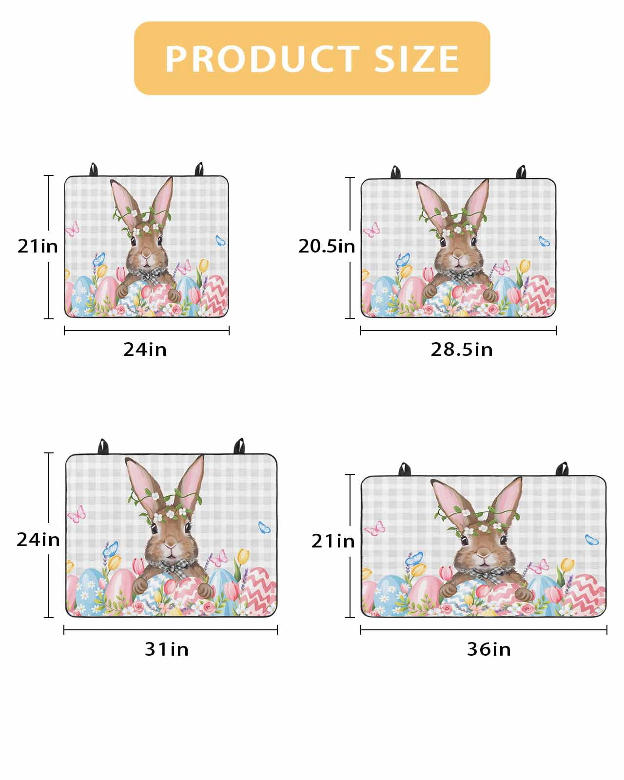 Large Induction Cooktop Protector Mat Bunny Easter Stove Top Covers for Electric Stove, Pink Floral Eggs Farmhouse Checkered Decorative Stove Burner Cover Mats, Glass Top Stove Cover
