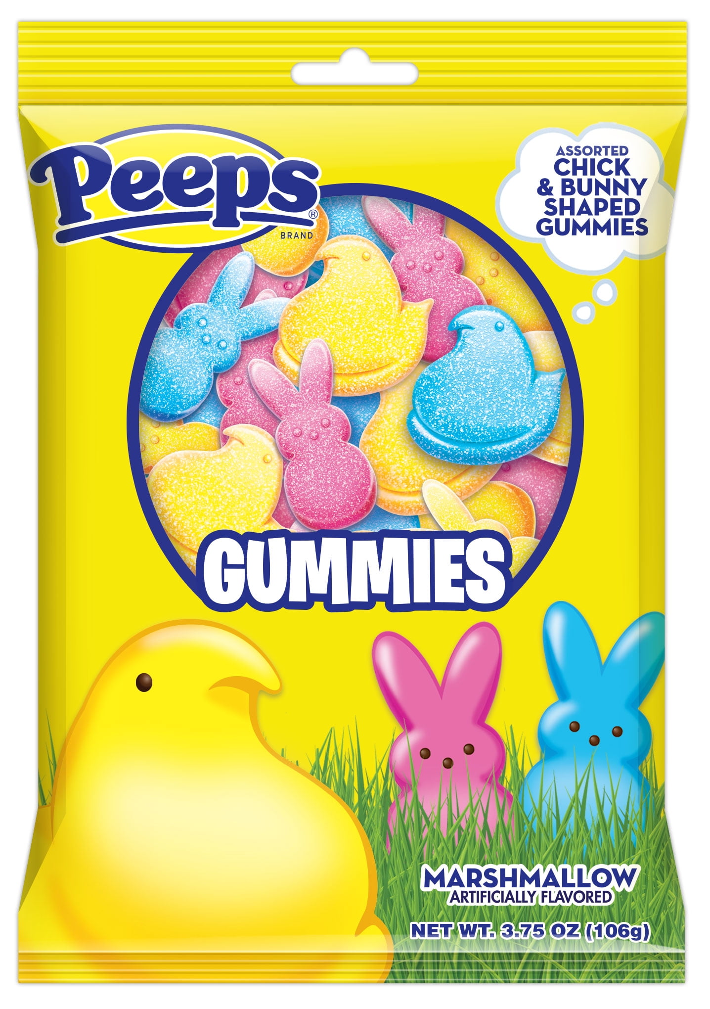 Peeps Chick and Bunny Gummy Candy, Marshmallow Flavored, 3.75 oz