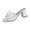 White, variant on Women's Bow Tie Chunky Heel Sandals Open Square Toe Low Block Heel Sandals Summer Wedding Dress Shoes Pumps White