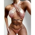 thumbnail image 2 of Elainilye Fashion Women Bathing Suits Sexy Bikini Sexy Patent Leather Swimsuit Bikini,Pink, 2 of 5