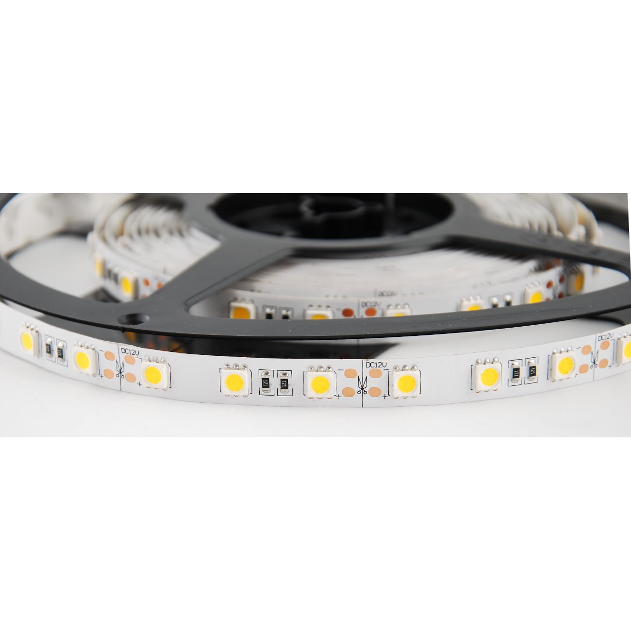 ABI Warm White High Brightness Flexible LED Light Strip with AC Adapter, SMD 5050 LED Chips, 5 Meters / 16.4 FT Spool, 12VDC