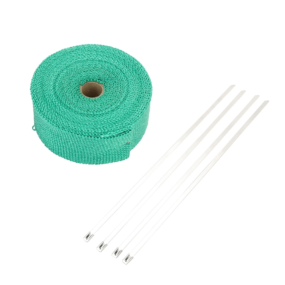 SWI Parts 2 x25ft Roll Black Racing Fiberglass Exhaust Header Pipe Wrap Tape W//6 Stainless Steel Zip Ties