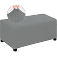 thumbnail image 1 of SM Stretchable Light Grey Square Ottoman Cover - Breathable and Washable Foot Stool Protector - Fits Sofa Stool and Low Stool, 1 of 5