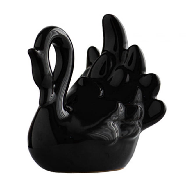 Figuras de cisne Estatuas Colección de decoración del hogar Pisapapeles Escultura de cerámica para cabeza de arco negro