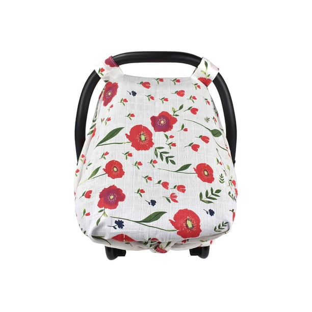 Toldo De Asiento De Coche De Bebé Con Patrones De Flores Rojas Funda De Asiento De Coche Infantil Anti-Sol Extra Ancho Universal Ligero Transpirable Suave Para Bebés Al Aire Libre Cateissary BA000579-00