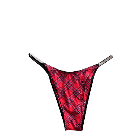 Victoria's Secret Shine Rhinestone Brazilian Panty Red Plaid Size Medium NWT