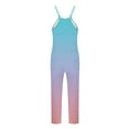thumbnail image 7 of Sakmal Sleeveless One Piece Jumpsuits for Women Plus Size Blue Workout Overalls Straight Leg Long Gradient V Neck Pants with Pockets, 7 of 7