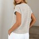 thumbnail image 5 of Moda de Verano de las Mujeres Casual Montado Color Sólido Cuello Redondo de Punto Camiseta de Poliéster Ligero Suave Cómodo de Manga Corta, 5 of 5
