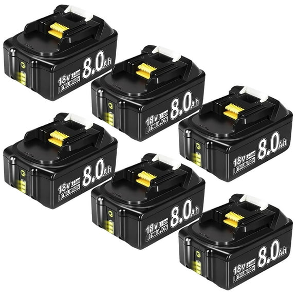 6 Pack 8.0Ah Replacement for Makita 18V Battery Compatible with Makita Battery Fits for Makita Battery 18V Cordless Power Tools and Chargers BL1860B BL1830B BL1840B BL1850B BL1815 BL1820 BL1825