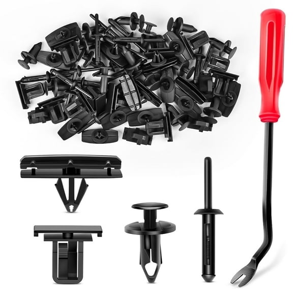 GOOACC 60Pcs Fender Flare Moulding Clip Assortment Replacement for Jeep Wrangler Chrysler Ford GMC with 1 Fastener Remover