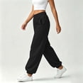 thumbnail image 5 of ZHYou No Boundarie Cuffed Leg Sweatpants for Women Stretchy Waist High Rise Pull On Baggy Fit Trousers with Pockets,Black,Size M, 5 of 9