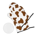 thumbnail image 3 of YFYANG Oven Mitts and Pot Holders Sets 4 Pieces, Non-Slip Heat Resistant Brown Cow Texture Pattern Kitchen Glove Pot Mat for Cooking and Baking, 3 of 8