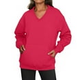 thumbnail image 7 of Women's V-Neck Sweatshirt with Pockets, Womens V Neck Sweatshirts No Hood Lightweight Casual Soft Fashion Hot Pink XL, 7 of 7