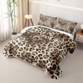 thumbnail image 3 of Meiyoeat Retro Leopard Print Bed Spread Queen,Furry Animal Pattern Queen Coverlet Set,Beige Brown, 3 of 7