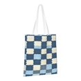 thumbnail image 3 of Canvas Bag Tote Bag Shopping Bag 16×15in Can Be Carried By Hand And Can Be Used For Daily Travel Such As Shopping And Going To Work Lightsteelblue Retro Houndstooth_4, 3 of 8