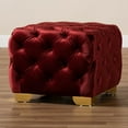 thumbnail image 4 of Baxton Studio Avara Glam and Luxe Burgundy Velvet Fabric Upholstered Gold Finished Button Tufted Ottoman, 4 of 10