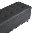 thumbnail image 4 of Storage Ottoman Bench, Bedside Stool Footstool with Safety Hinge and Copper Nails, PU Leather Button Tufted End of Bed Stool for Living Room, Entryway, Hallway, Porch, 51" Black, 4 of 5