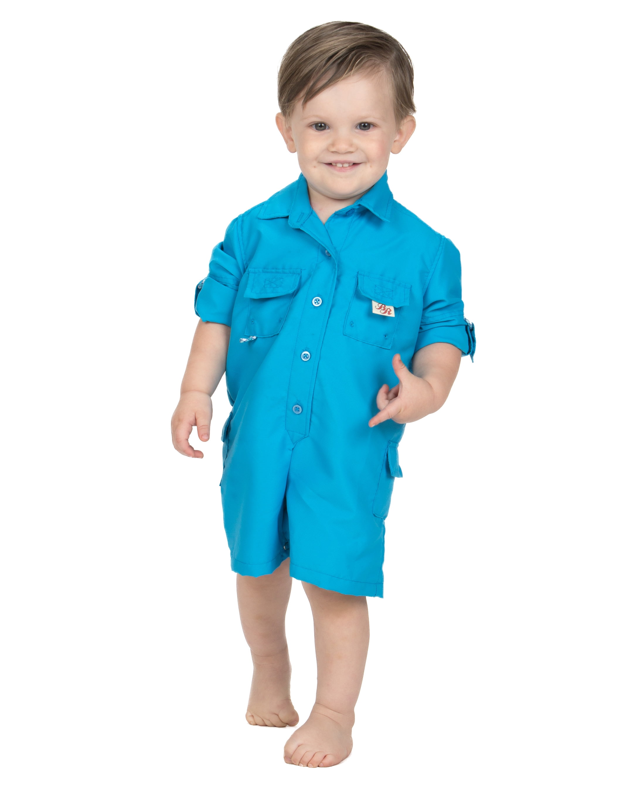 BullRed Baby Vented One Piece Fishing Shortall Romper w/ Snap Closure