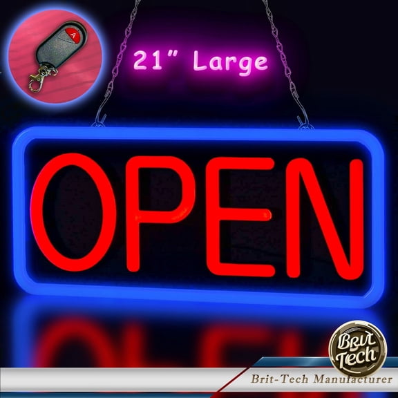 Large LED Open Sign 21" Neon Light Bright for Restaurant Bar Store Shop Business