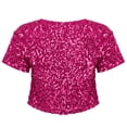 thumbnail image 4 of Aislor Women's Shiny Sequin Jacket Short Sleeve Open Front Cardigan Jacket Bolero Shrug Coat Tops Hot Pink One Size, 4 of 7